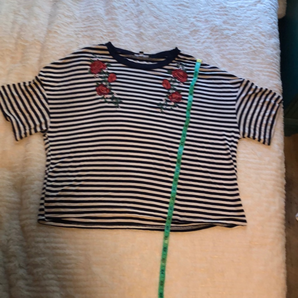 Kendall and Kylie Striped Rose Shirt